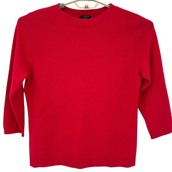 Talbot 100% Cashmere Red Ballet Neck Sweater 3/4 Sleeves Size Large Petite - Picture 1 of 5